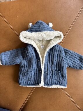 Blue plush Sherpa baby jacket Gap 0-3